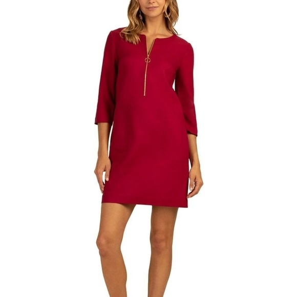 Trina Turk Versed Sumac Dress w/ Gold Front Zipper & Hip Pockets - Picture 1 of 10